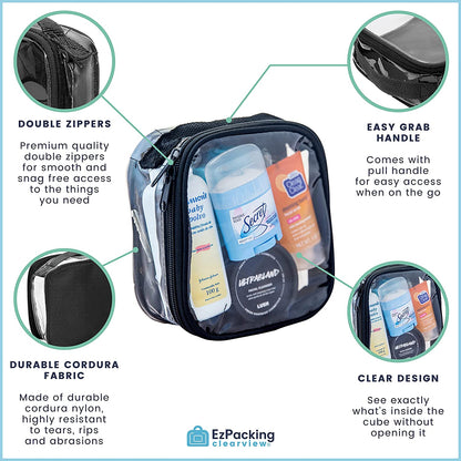 Clear TSA Approved 3-1-1 Travel Toiletry Bag for Carry On/Quart Size Transparent Liquids Pouch for Airport Security/Reusable See through Vinyl & PVC Plastic Organizer Men Women (Pink)